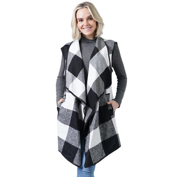 wholesale 9411 - Buffalo Plaid Vests and Accessories 9411 - White/Black<br> 
Buffalo Check Vest - One Size Fits All