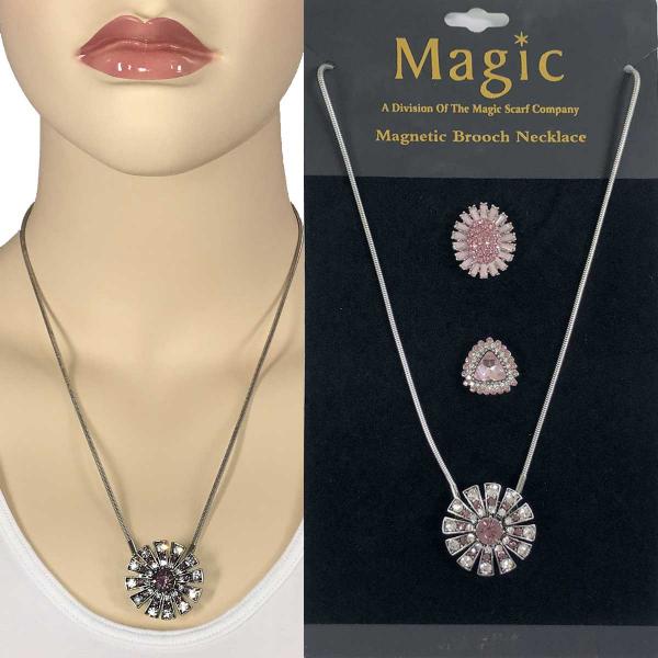 Interchangeable Magnetic Brooch Necklace Set #09 (Silver Chain) (See Product Info for Description)* - 