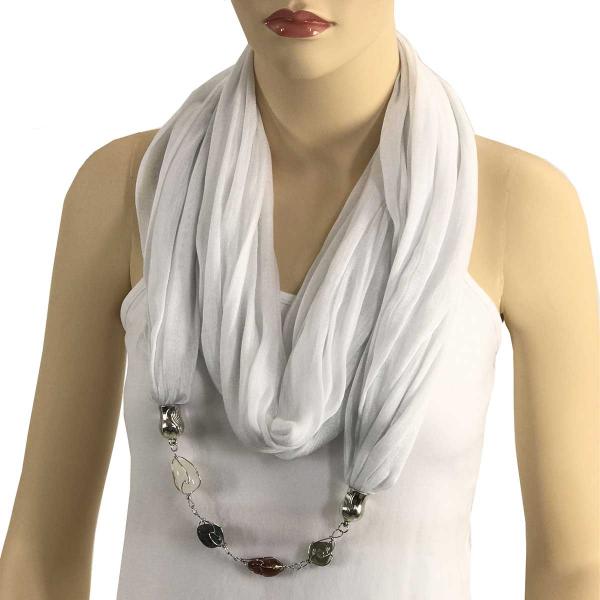 100 - Cotton/Silk Jewelry Infinity Scarves  White - 