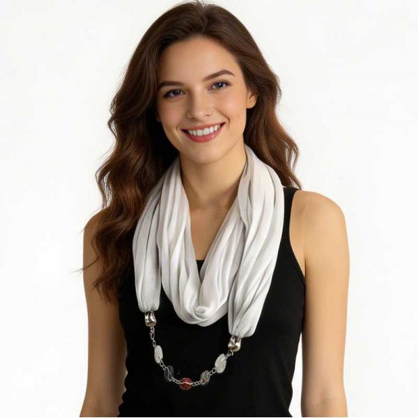 wholesale 100 - Cotton/Silk Jewelry Infinity Scarves  White - 