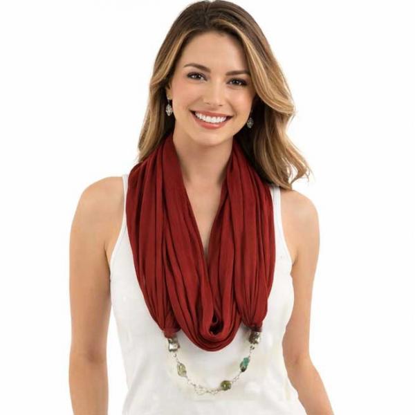 wholesale 100 - Cotton/Silk Jewelry Infinity Scarves  Burgundy - 