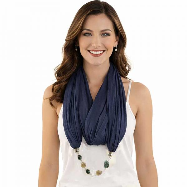 wholesale 100 - Cotton/Silk Jewelry Infinity Scarves  Navy Denim - 