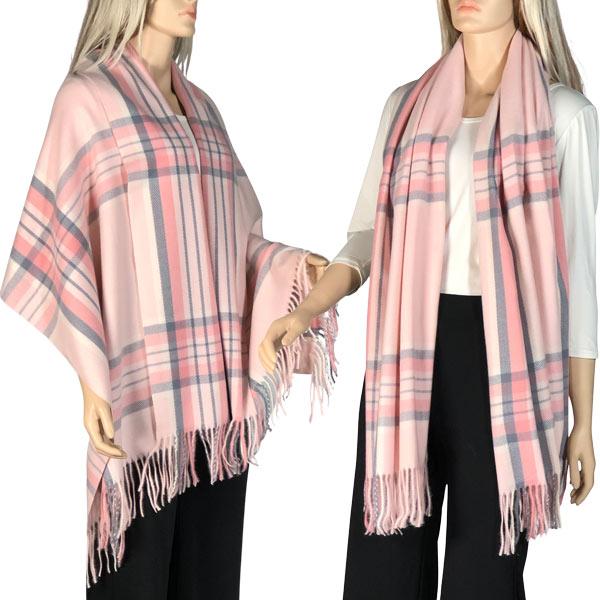 wholesale 3170 - Plaid Cashmere Blend Shawls #10 Plaid Pink/Grey/Ivory - 
