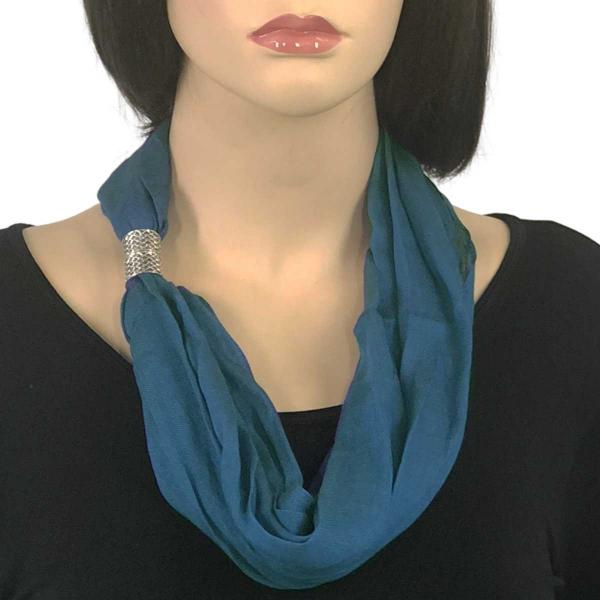 3171 - Magnetic Clasp Scarves (Cotton/Silk) 100  #18 Teal - 