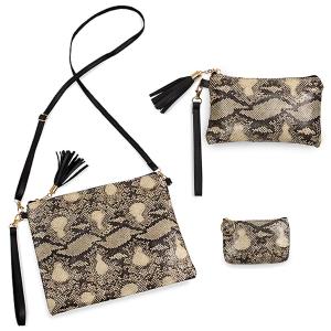 Matching Pieces for Autumn and Winter 3178 9380 VINYL PYTHON BEIGE -  Crossbody Bag, Wristlet, & Coin Purse - Vinyl/Suede Crossbody Bags, Wristlets+Coin Purses