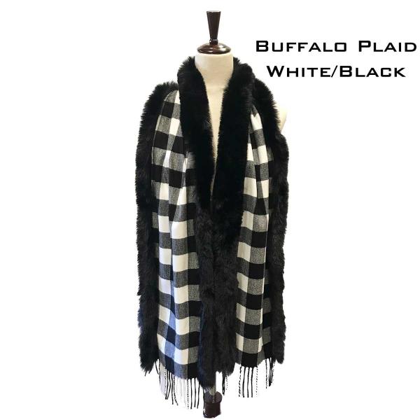 Matching Pieces for Autumn and Winter 3178 3554 BUFFALO WHITE/BLACK Fur Trimmed Scarf - One Size