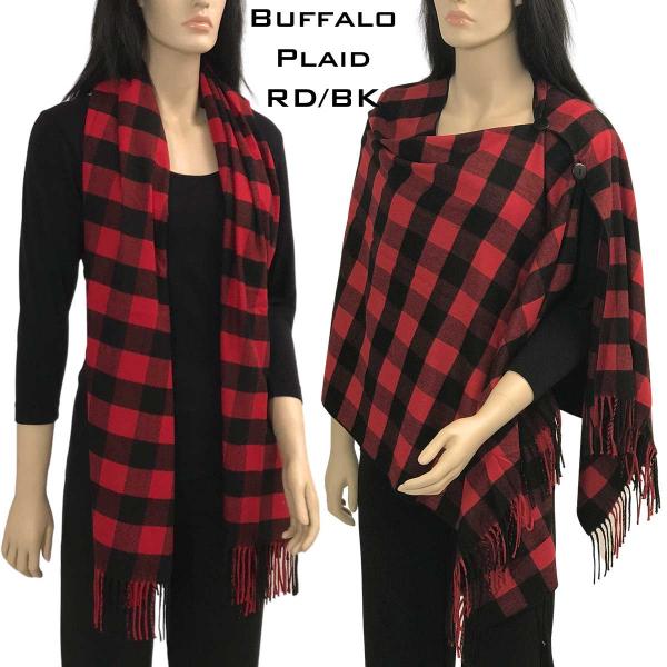 Wholesale Matching Pieces for Autumn and Winter 3178 3306 BUFFALO PLAID RED/BLACK with Black Buttons - One Size Fits All