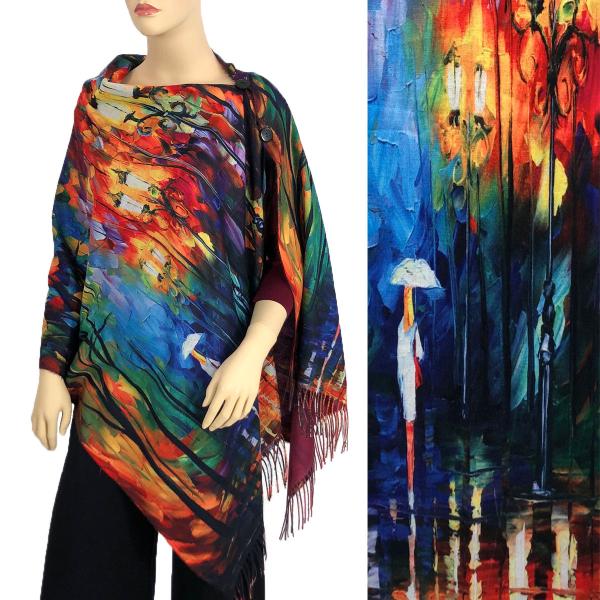 3180 - Sueded Art Design Button Shawls/Ponchos  #12 SUEDE CLOTH Art Design Shawl with Buttons - 