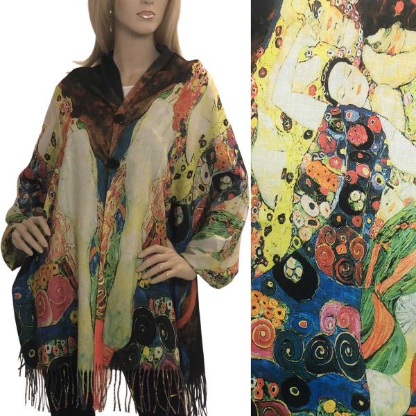 wholesale 3180 - Sueded Art Design Button Shawls  #48 SUEDE CLOTH Scarf Shawl w/ Black Buttons - 