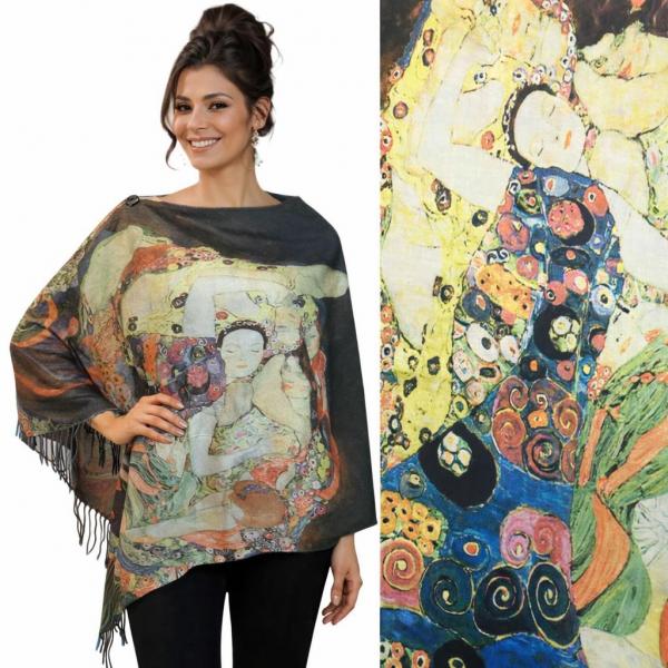 wholesale 3180 - Sueded Microfiber Art Design Button Shawls  #48 Suede Cloth Scarf Shawl w/ Black Buttons MB - 