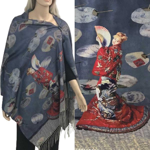 Wholesale 3180 - Sueded Art Design Button Shawls  #29 SUEDE CLOTH Scarf Shawl w/ Black Buttons - 