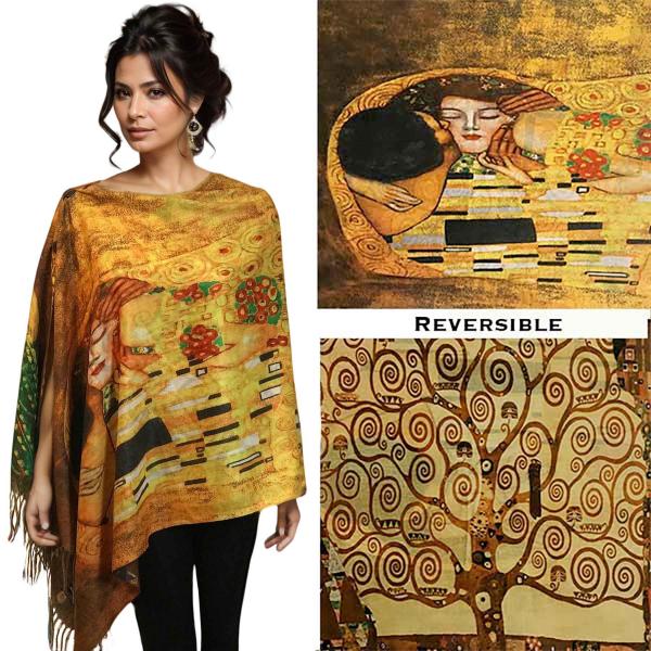 Wholesale 3180 - Sueded Art Design Button Shawls  Reversible #R-03 Suede Cloth<br>
Brown Wooden Buttons - 