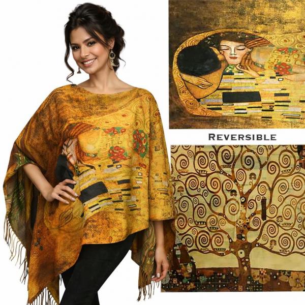 wholesale 3180 - Sueded Microfiber Art Design Button Shawls  #R-03<br>Reversible<br>
Brown Wooden Buttons - 