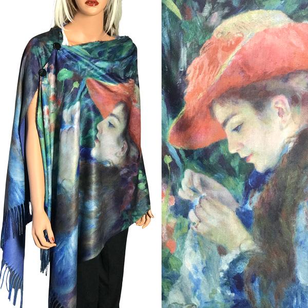 wholesale 3180 - Sueded Art Design Button Shawls/Ponchos  #62 SUEDE CLOTH Art Design Shawl with Wooden Buttons  - 