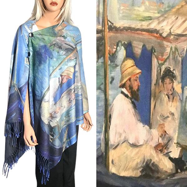 wholesale 3180 - Sueded Art Design Button Shawls/Ponchos  #63 SUEDE CLOTH Art Design Shawl with Wooden Buttons  - 