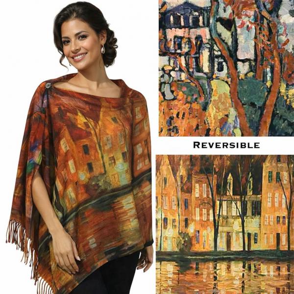 wholesale 3180 - Sueded Microfiber Art Design Button Shawls  Reversible #R-08 Suede Cloth<br>
Black Wooden Buttons  - 