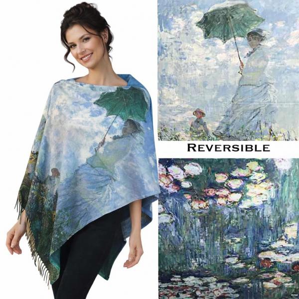 wholesale 3180 - Sueded Microfiber Art Design Button Shawls  Reversible #R-10 Suede Cloth<br>
Black Wooden Buttons
  - 