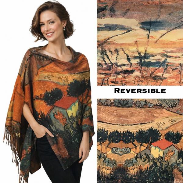 wholesale 3180 - Sueded Microfiber Art Design Button Shawls  Reversible #R-13 Suede Cloth<br>
Brown Wooden Buttons  - 