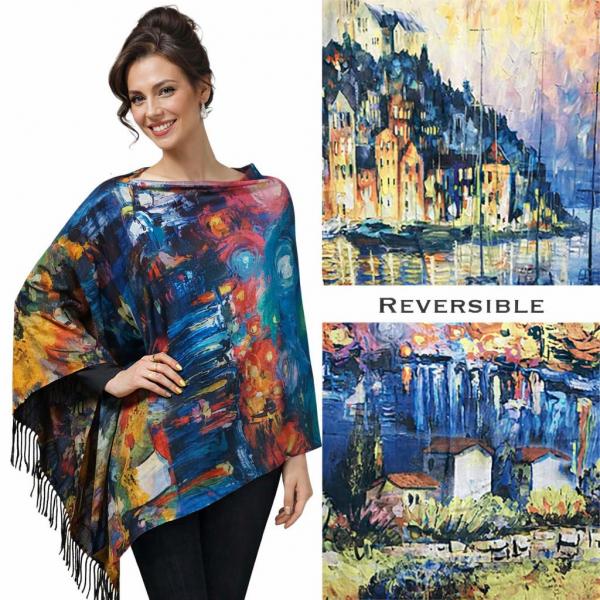 wholesale 3180 - Sueded Microfiber Art Design Button Shawls  Reversible #R-16 Suede Cloth<br>
Black Wooden Buttons  - 