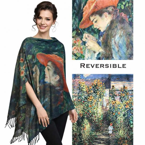 wholesale 3180 - Sueded Microfiber Art Design Button Shawls  Reversible #R-17 Suede Cloth<br>
Black Wooden Buttons  - 