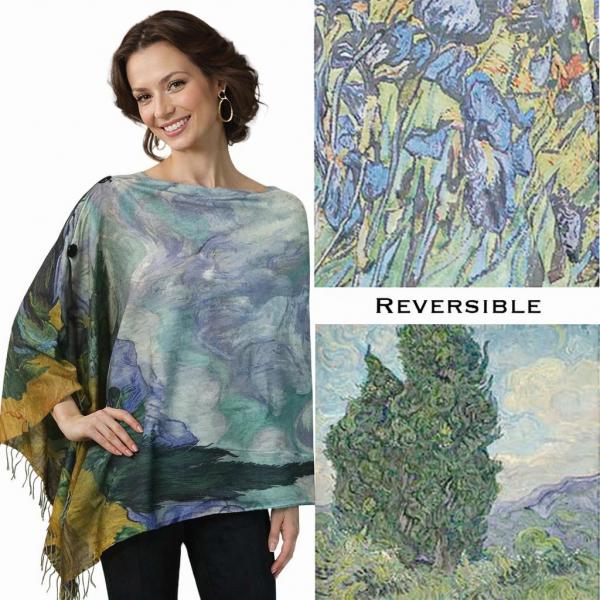 wholesale 3180 - Sueded Microfiber Art Design Button Shawls  Reversible #R-18 Suede Cloth<br>
Black Wooden Buttons  - 