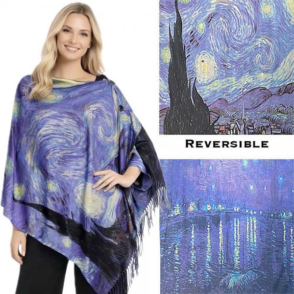 wholesale 3180 - Sueded Microfiber Art Design Button Shawls  Reversible #R-07 Suede Cloth<br>
Black Wooden Buttons 
 - 