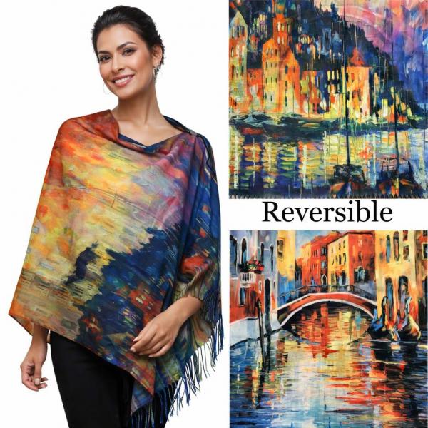wholesale 3180 - Sueded Microfiber Art Design Button Shawls  Reversible #R-19 Suede Cloth<br>
Black Wooden Buttons  - 