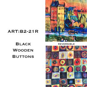 Wholesale 3180 - Sueded Art Design Button Shawls  Reversible #R-21 Suede Cloth<br>
Black Wooden Buttons  - 
