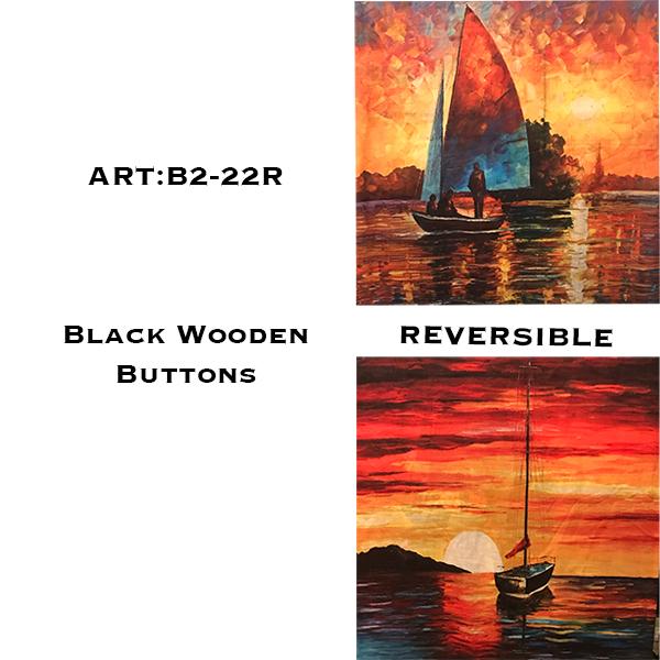 wholesale 3180 - Sueded Art Design Button Shawls  Reversible #R-22 Suede Cloth<br>
Black Wooden Buttons  - 