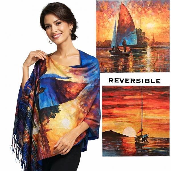 wholesale 3180 - Sueded Microfiber Art Design Button Shawls  Reversible #R-22 Suede Cloth<br>
Black Wooden Buttons  - 