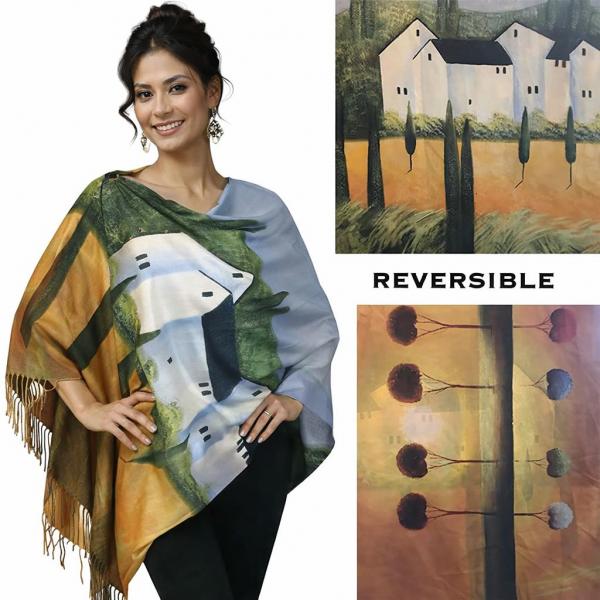 wholesale 3180 - Sueded Microfiber Art Design Button Shawls  Reversible #R-23 Suede Cloth<br>
Brown Wooden Buttons  - 
