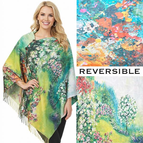 wholesale 3180 - Sueded Microfiber Art Design Button Shawls  Reversible #R-25 Suede Cloth<br>
Brown Wooden Buttons  - 