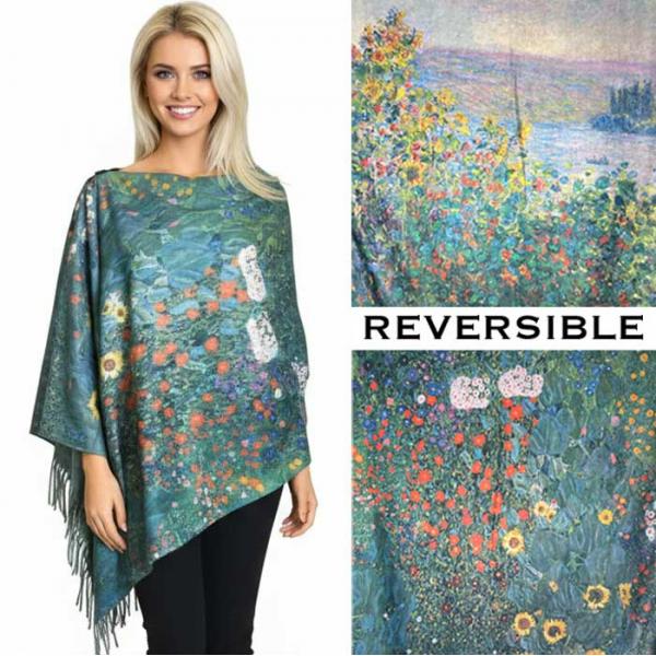 wholesale 3180 - Sueded Microfiber Art Design Button Shawls  Reversible #R-26 Suede Cloth<br>
Brown Wooden Buttons 
 - 