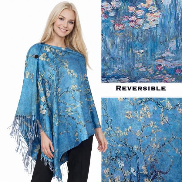 wholesale 3180 - Sueded Microfiber Art Design Button Shawls  Reversible #R-05 Suede Cloth<br>
Black Wooden Buttons 
 - 