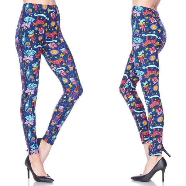 wholesale 7683 - Christmas Print Brushed Fiber Leggings  L/052P/Plus Size<br> 
Santa's Little Helpers   - Curvy Size Fits (L-2X)