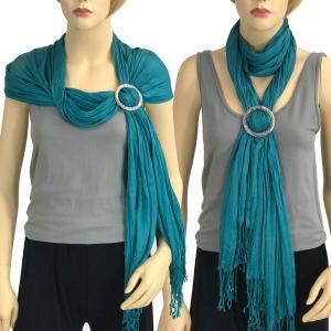 Shawl - Cotton/Silk #100 with Scarf Buckle Ring Teal - 