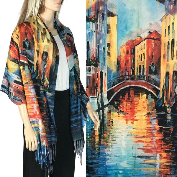 wholesale 3196 - Sueded Art Design Shawls (Without Buttons) 3196 - #03<br>
Art Design Scarf/Shawl  - 