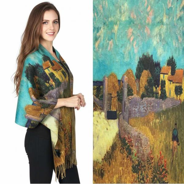 Wholesale 3196 - Sueded Microfiber Art Design Shawls #14 Print - 72