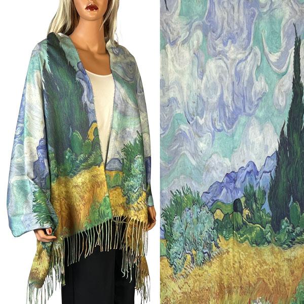 wholesale 3196 - Sueded Art Design Shawls (Without Buttons) 3196 - #22<br>
Art Design Scarf/Shawl  - 