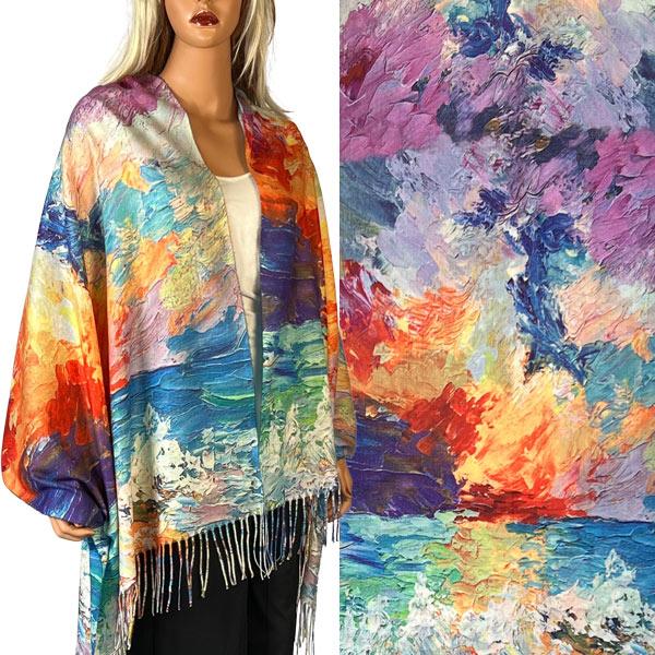wholesale 3196 - Sueded Art Design Shawls (Without Buttons) #24 Print - 72
