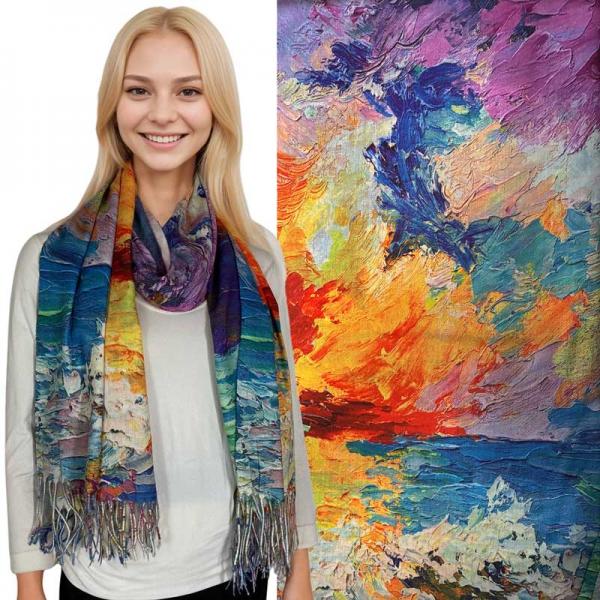 wholesale 3196 - Sueded Microfiber Art Design Shawls #24 Print - 72