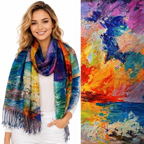 wholesale 3196 - Sueded Microfiber Art Design Shawls #24 Print - 72