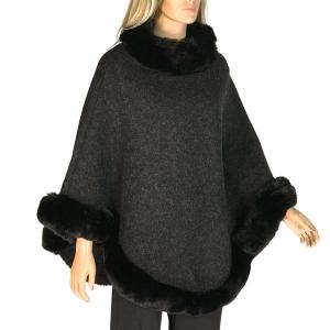 Wholesale  LC12 - Solid Black Poncho<br>
w/Black Fur - 