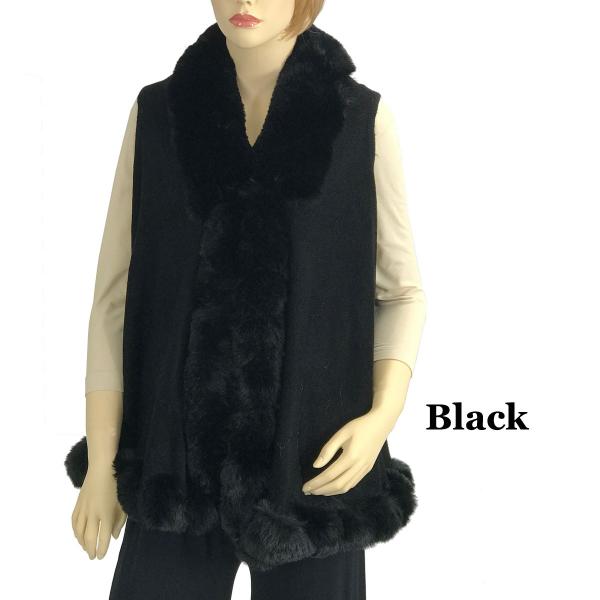 wholesale LC11 - Faux Rabbit Fur Vests LC11 - #1 Black - 
