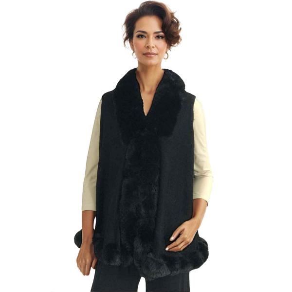 wholesale LC11 - Faux Rabbit Fur Vests LC11 - #1 Black - One Size Fits Most
