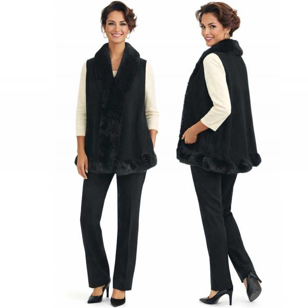 wholesale LC11 - Faux Rabbit Fur Vests LC11 - #1 Black - One Size Fits Most