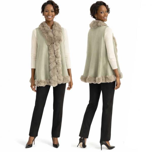 wholesale LC11 - Faux Rabbit Fur Vests LC11 - #2 Cream-Latte  - One Size Fits Most