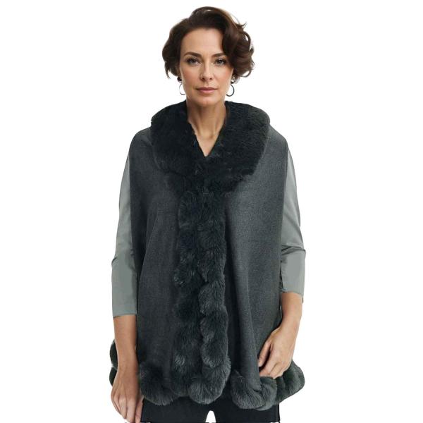 wholesale LC11 - Faux Rabbit Fur Vests LC11 - #3 Grey-Charcoal  - One Size Fits Most