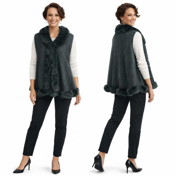 wholesale LC11 - Faux Rabbit Fur Vests LC11 - #3 Grey-Charcoal  - One Size Fits Most