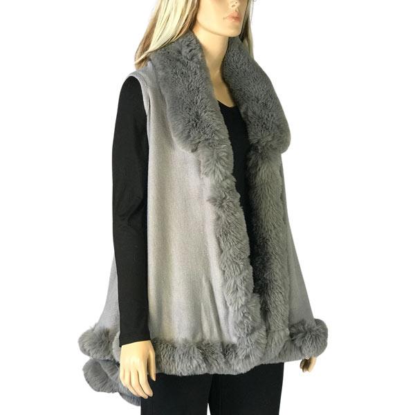 wholesale LC11 - Faux Rabbit Fur Vests LC11 - #16 Light Grey  - 